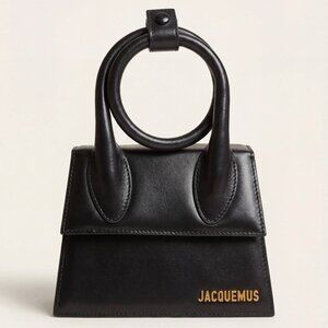 Jacquemus Le Chiquito Noeud Knot Mini Top Handle Bag Black Calf Leather